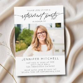 Einfaches Foto für das Elegante Script Retirement- Einladung
