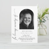 Einfaches Foto für die Gedächtnisbeerdigung Einladung (Stehend Vorderseite)