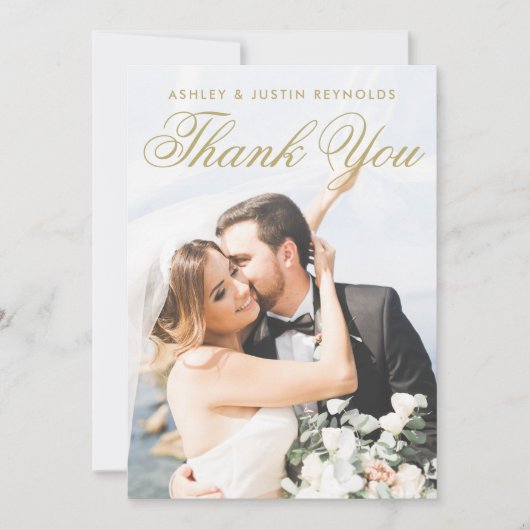 Einfaches Foto für Elegant-Goldtypografie Dankeskarte (Vorderseite)