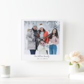 Einfaches Foto für elegante Skripte Quadratische Wanduhr (Zuhause)