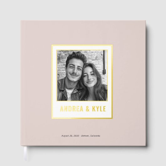 Einfaches Foto für Goldrahmen-Hochzeiten Gästebuch (Vorderseite)