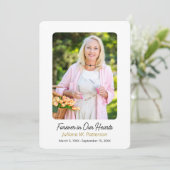 Einfaches Foto für immer in unserer Herzbeerdigung Dankeskarte (Stehend Vorderseite)