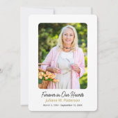 Einfaches Foto für immer in unserer Herzbeerdigung Dankeskarte (Vorderseite)