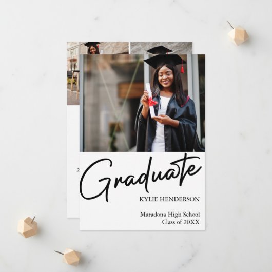 Einfaches Foto für moderne Abschlüsse Ankündigung (Vorderseite/Rückseite Beispiel)