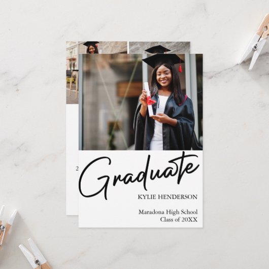 Einfaches Foto für moderne Abschlüsse Einladung (Vorderseite/Rückseite Beispiel)