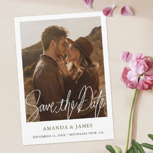 Einfaches Foto für moderne grüne Typografie Save The Date