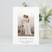 Einfaches Foto für moderne Hochzeitsfeiern Dankeskarte (Stehend Vorderseite)