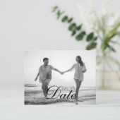 Einfaches Foto für moderne Skriptüberlagerung Save Ankündigungspostkarte (Stehend Vorderseite)