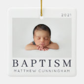 Einfaches Foto für moderne Taufe Keramikornament (Rückseite)