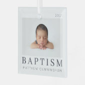 Einfaches Foto für moderne Taufe Ornament Aus Glas (Vorderseite links)