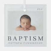 Einfaches Foto für moderne Taufe Ornament Aus Glas (Vorderseite)