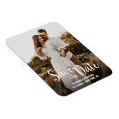 Einfaches Foto für moderne weiße Script-Verlobunge Magnet (Rechte Seite)