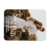 Einfaches Foto für moderne weiße Script-Verlobunge Magnet (Horizontal)