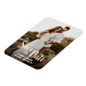 Einfaches Foto für moderne weiße Script-Verlobunge Magnet (Linke Seite)