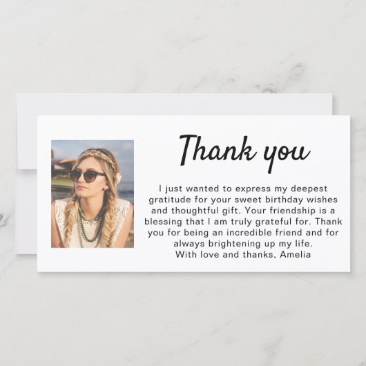 Einfaches Foto Geburtstag Dankeskarte (Vorderseite)