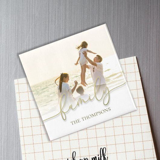 Einfaches Foto-Gold-Kalligrafie-Script-Typografie Magnet