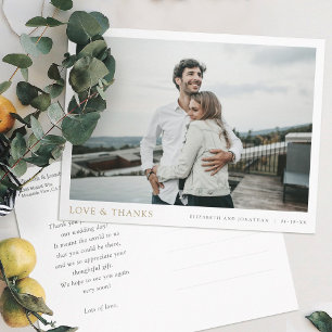 Einfaches Foto Gold Vielen Dank für Ihre Hochzeit Postkarte