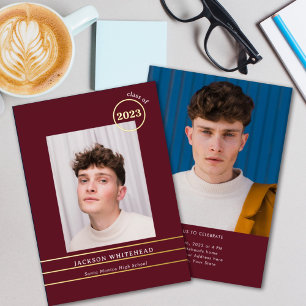 Einfaches Foto Graduate Burgundy Folieneinladung