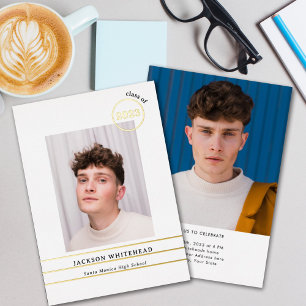 Einfaches Foto Graduate White Folieneinladung