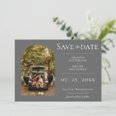 Einfaches Foto | Graue Save the Date (Stehend Vorderseite)