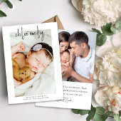 Einfaches Foto handgeschriebenes neues Baby Ankündigung