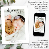 Einfaches Foto handgeschriebenes neues Baby Ankündigung