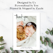 Einfaches Foto handgeschriebenes neues Baby Dankeskarte