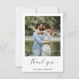 Einfaches Foto Herz Minimalistische Skripthochzeit Dankeskarte