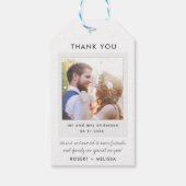 Einfaches Foto Hochzeit Danke, dass Sie dafür sind Geschenkanhänger (Rückseite)