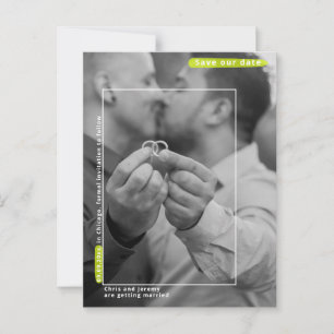 Einfaches Foto Hochzeit Gay Save the Date Postkart Postkarte