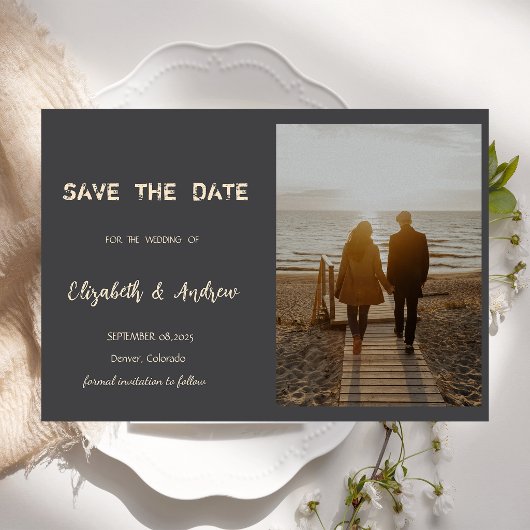 Einfaches Foto Hochzeit Sichern Sie das Datum Save The Date