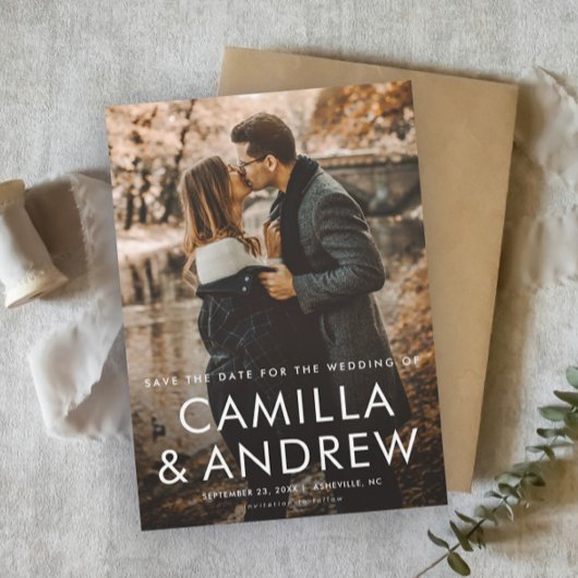 Einfaches Foto Hochzeit Speichern Sie das Date Mag Magnetkarte