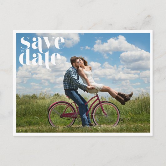 Einfaches Foto Hochzeit speichern Sie das Datum Ankündigungspostkarte (Vorderseite)