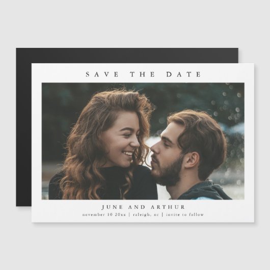 Einfaches Foto Hochzeit speichern Sie das Datum Magneteinladung (Vorne/Hinten)