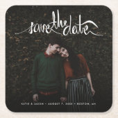 Einfaches Foto Hochzeit speichern Sie das Datum Rechteckiger Pappuntersetzer (Vorderseite)