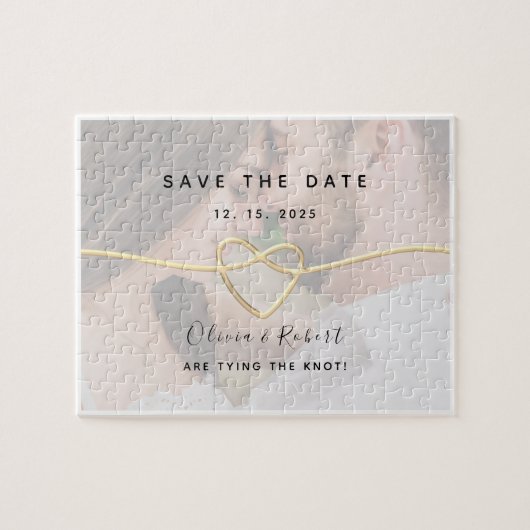Einfaches Foto Hochzeit speichert das Datum der Ei Puzzle (Horizontal)