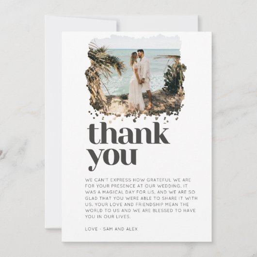 Einfaches Foto Hochzeit Vielen Dank Dankeskarte (Vorderseite)