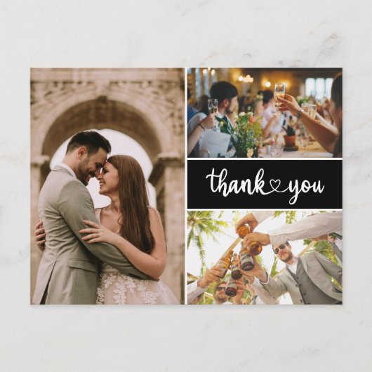 Einfaches Foto Hochzeit Vielen Dank Einladungspostkarte (Vorderseite)