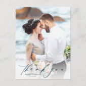 Einfaches Foto Hochzeit Vielen Dank Postkarte (Vorderseite)