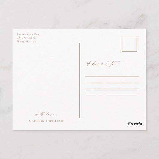 Einfaches Foto Hochzeit Vielen Dank Postkarte (Rückseite)