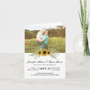 Einfaches Foto Hochzeiten Sonnenblumen Einladung