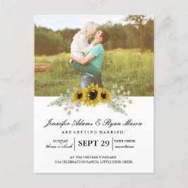 Einfaches Foto Hochzeiten Sonnenblumen Einladungspostkarte