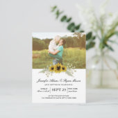 Einfaches Foto Hochzeiten Sonnenblumen Einladungspostkarte (Stehend Vorderseite)