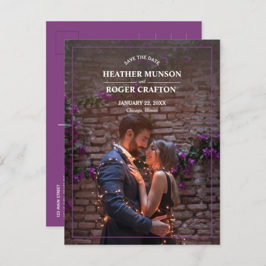 Einfaches Foto Hochzeitssache speichern Sie das Da Ankündigungspostkarte (Vorne/Hinten)