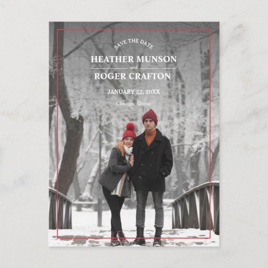 Einfaches Foto Hochzeitssache speichern Sie das Da Ankündigungspostkarte (Vorderseite)