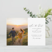 Einfaches Foto Hochzeitsstichtag QR Code Save The Date (Stehend Vorderseite)