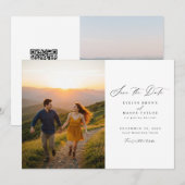 Einfaches Foto Hochzeitsstichtag QR Code Save The Date (Vorne/Hinten)