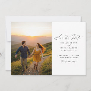 Einfaches Foto Hochzeitsstichtag QR Code Save The Date