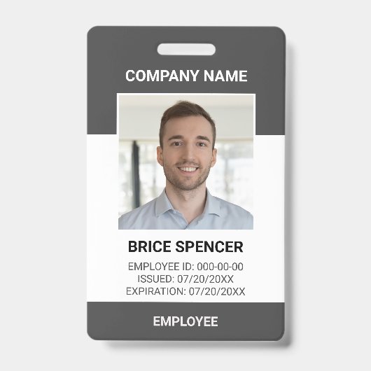 Einfaches Foto-ID-Abzeichen für moderne Mitarbeite Ausweis (Vorderseite)