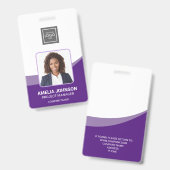 Einfaches Foto-ID-Abzeichen für moderne Mitarbeite Ausweis (Vorder- & Rückseite)